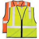 Kishigo ANSI Class 2 Mesh Fabric Safety Vest with Zipper and Left Chest Pocket